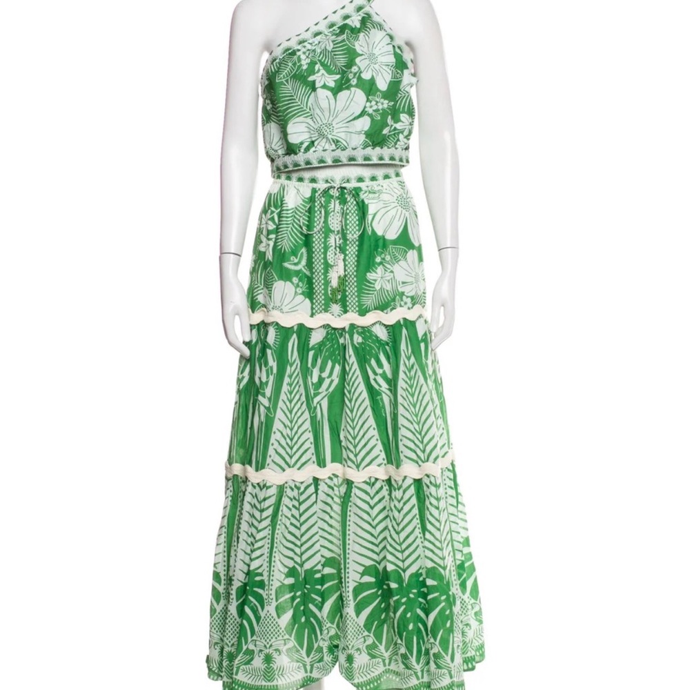FARM Rio Green and White Tropical Two-Piece Maxi Set - Picture 3 of 5